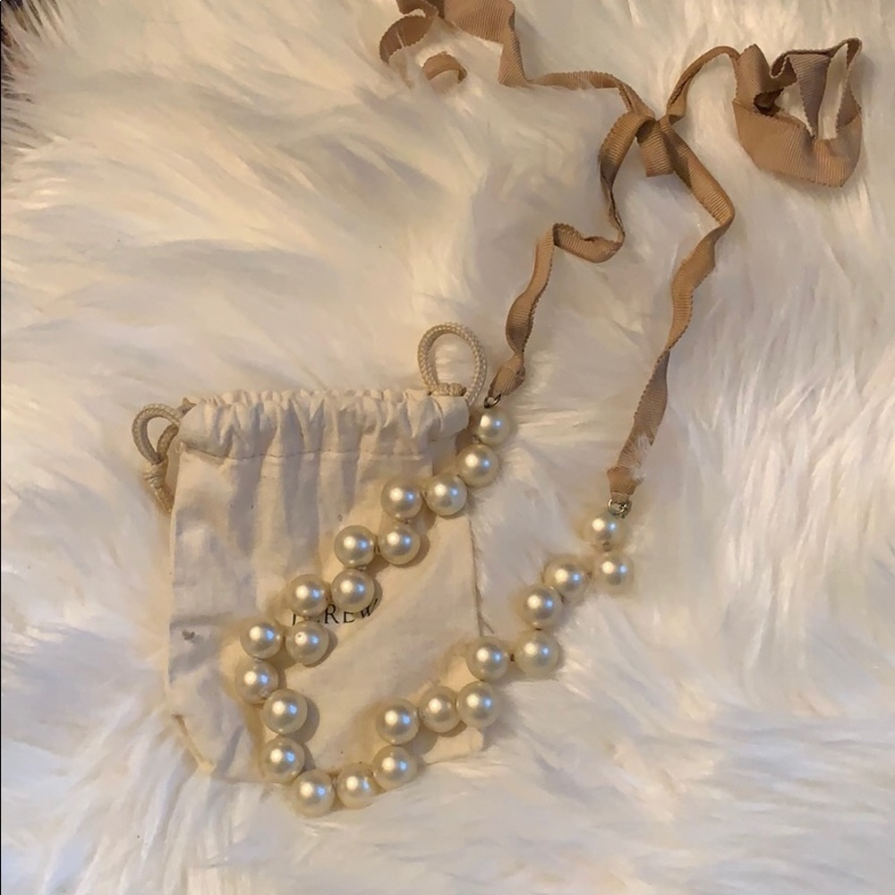 J. Crew Pearl Ribbon Necklace